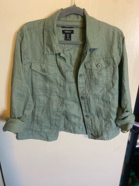Jones New York green linen jacket size medium